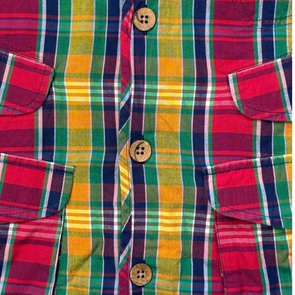 Madison Creek Plaid Utility Vest Mens Large Cotton Button Front Pockets - Picture 4 of 6